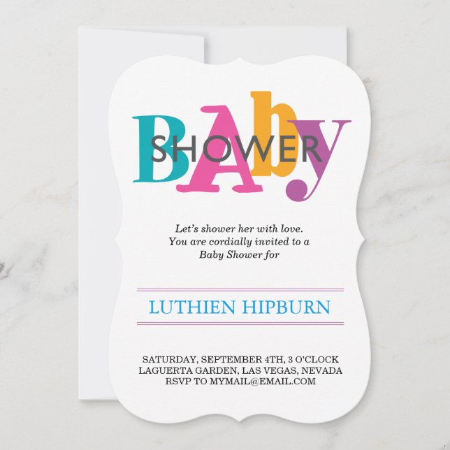 patterned & colors baby shower invitation (Front)