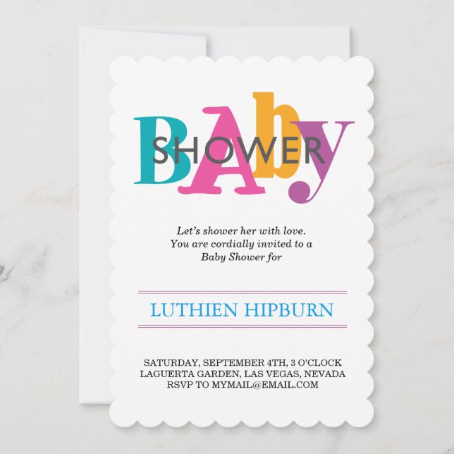 patterned & colors baby shower invitation (Front)