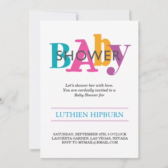 patterned & colors baby shower invitation (Front)