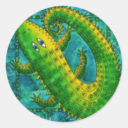 Patterned Crocodile Classic Round Sticker