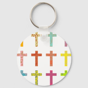 Patterned Crosses Keychain