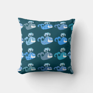 Patterned Cute Happy Whale Cartoon Characters Throw Pillow