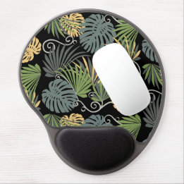Patterned dark green leaf plant design Mouse pad