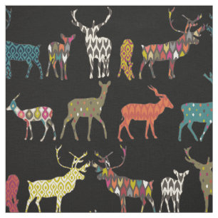 patterned deer black fabric