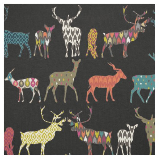 patterned deer black fabric
