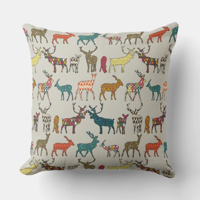 patterned deer stone throw pillow (Front)