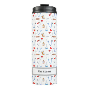 Patterned doctor tools medical doctor graduate thermal tumbler