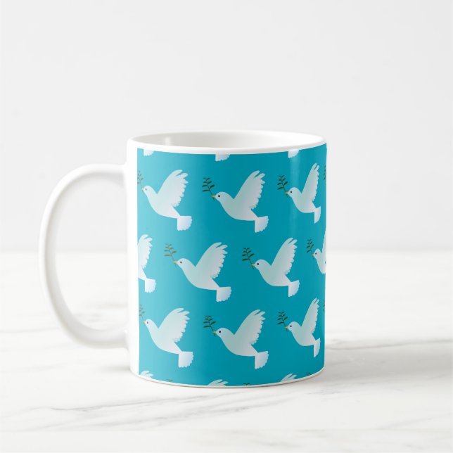 Patterned Dove Mug (Blue) (Left)