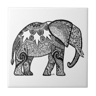 Patterned Elephant Ceramic Tile