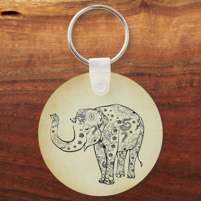 Patterned Elephant Keychain (Front)