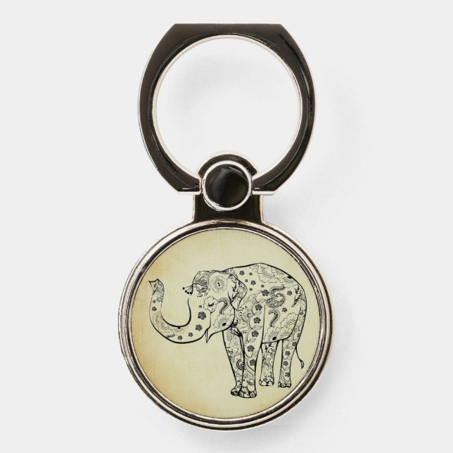 Patterned Elephant Phone Ring Stand (Front)