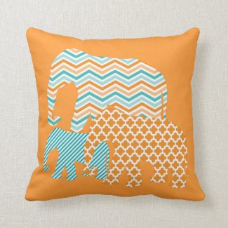 Patterned Elephants Throw Pillow