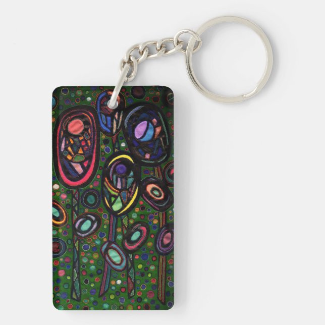 Patterned flowers keychain (Back)