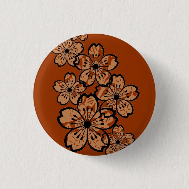 Patterned Flowers Pinback Button (Front)