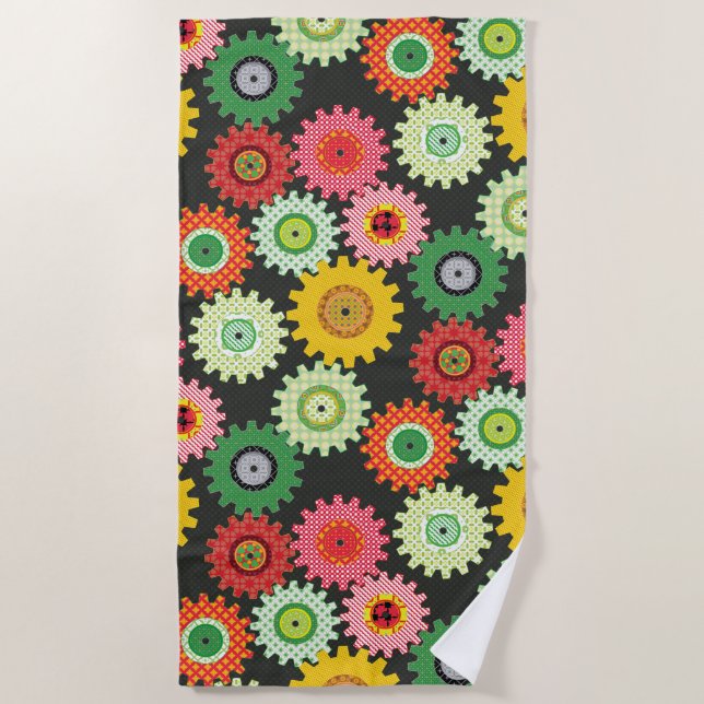 Patterned Gears Beach Towel (Front)