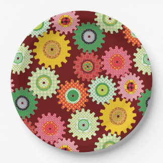 Patterned Gears Paper Plates