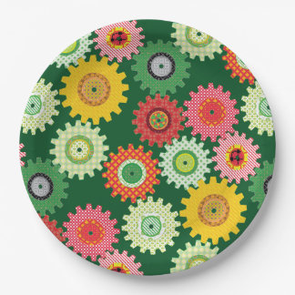 Patterned Gears Paper Plates