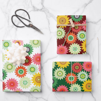 Patterned Gears Wrapping Paper Sheets