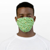 Patterned Green Tea Teacup Bag Leaves Cartoon Adult Cloth Face Mask (Worn)