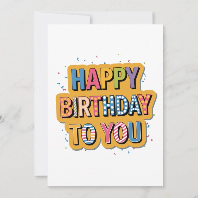 Patterned Happy Birthday Announcement (Front)