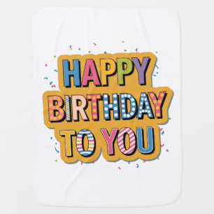 Patterned Happy Birthday Baby Blanket