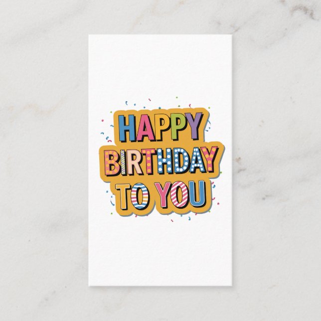 Patterned Happy Birthday Business Card (Front)