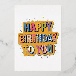 Patterned Happy Birthday Foil Invitation
