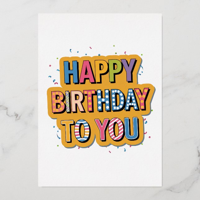 Patterned Happy Birthday Foil Invitation (Front)