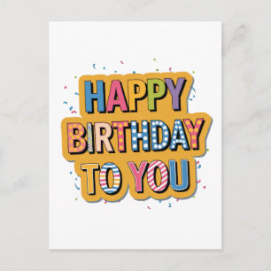 Patterned Happy Birthday Holiday Postcard