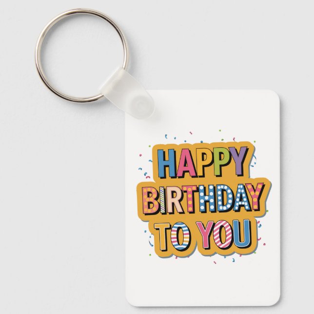 Patterned Happy Birthday Keychain (Front)