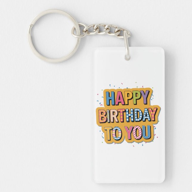 Patterned Happy Birthday Keychain (Front)