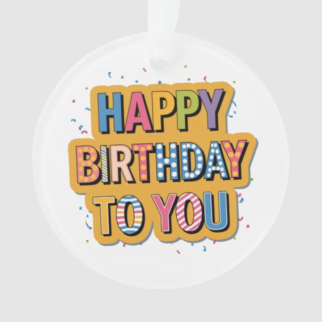 Patterned Happy Birthday Ornament (Front)