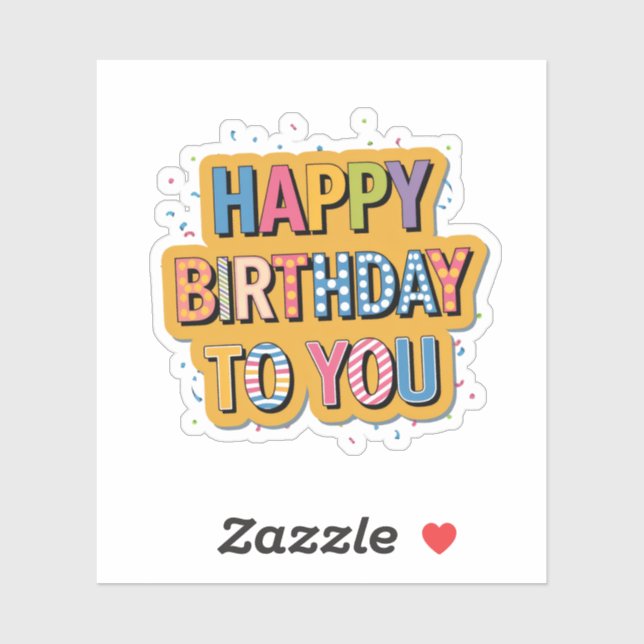 Patterned Happy Birthday Sticker (Sheet)