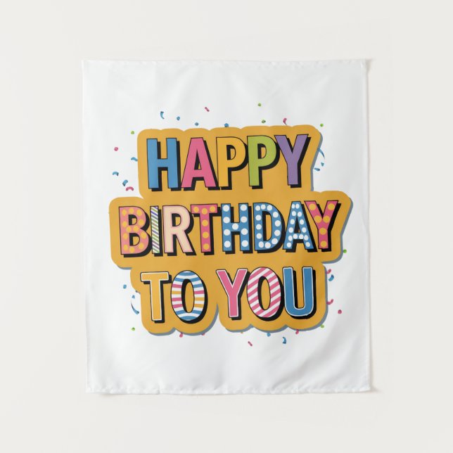 Patterned Happy Birthday Tapestry (Front)