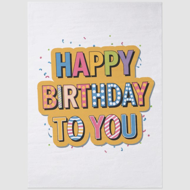 Patterned Happy Birthday Tissue Paper (Front)