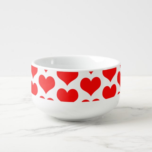 Patterned Hearts Design Soup Mug or Cereal Bowl (Front)