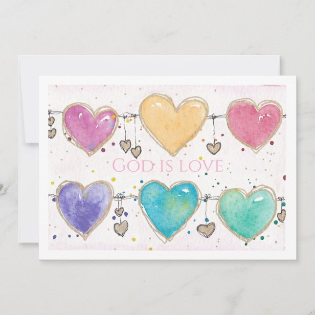 Patterned Hearts Valentine Notecard Invitation  (Front)