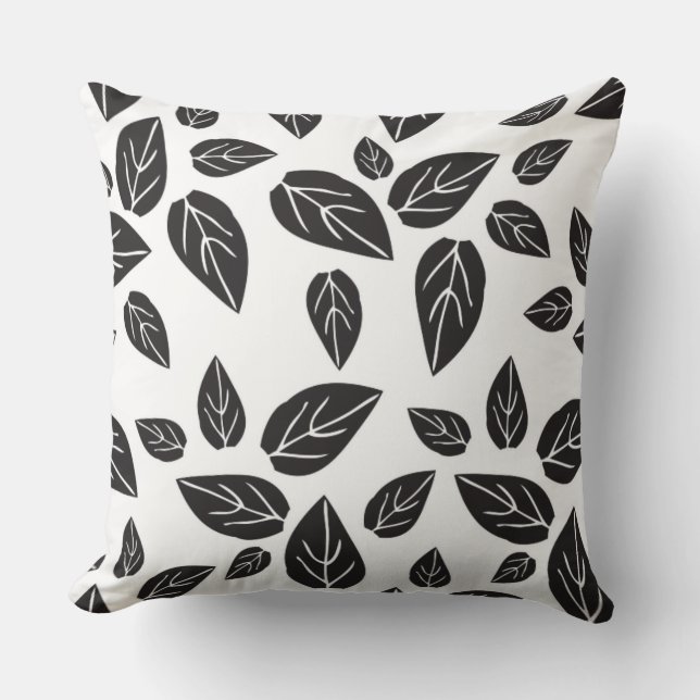 Patterned Leaves Throw Pillow (Front)