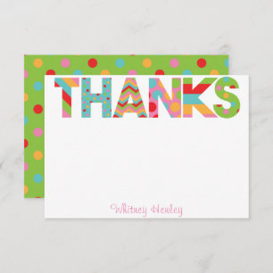 Patterned Letters THANKS Personalized Note Cards