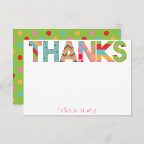 Patterned Letters THANKS Personalized Note Cards
