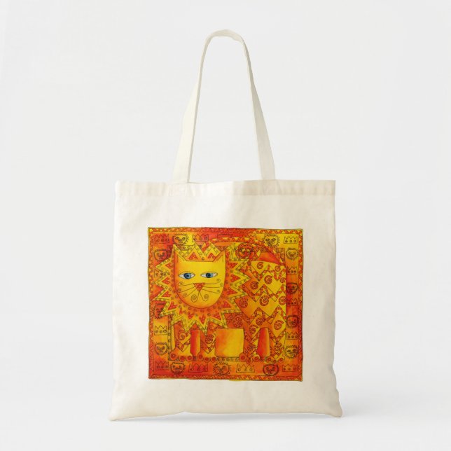 Patterned Lion Watercolour Illustration Tote Bag (Front)