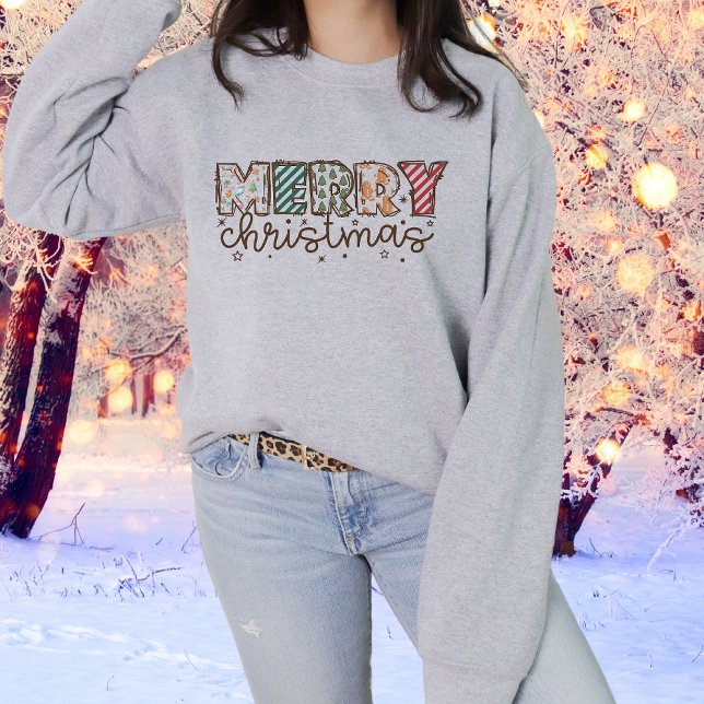 Patterned Merry Christmas Sweatshirt (Creator Uploaded)