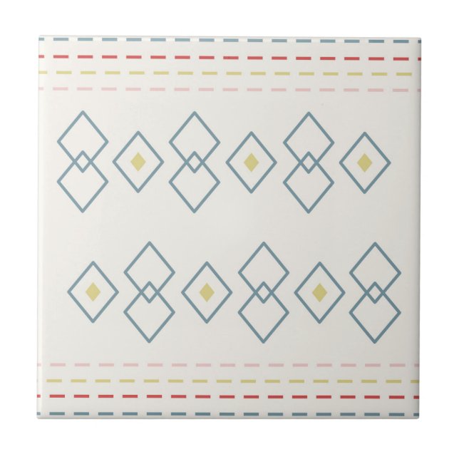 Patterned Moroccan Style, Geometric Sage,Yellow,   Ceramic Tile (Front)