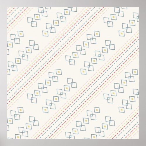 Patterned Moroccan Style Geometric SageYellow   Poster