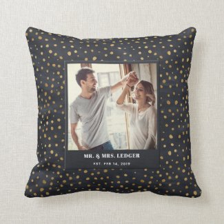 Patterned Mr. &amp; Mrs. Photo Pillow