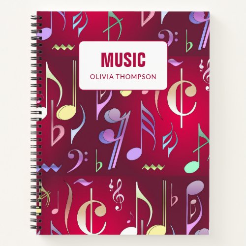 Patterned Music Lesson Composition Book Red