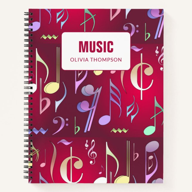 Patterned Music Lesson Composition Book Red (Front)