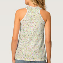 Patterned, mustard gold, navy blue tank