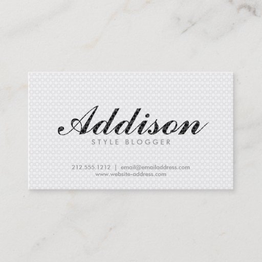 Customizable Patterned Name in Black &amp; White Business Card