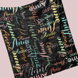 Patterned Names Fleece Blanket Color Font Styles